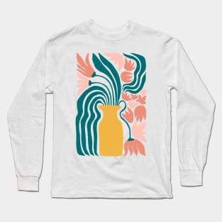 Yellow Vase Abstract Flowers Long Sleeve T-Shirt